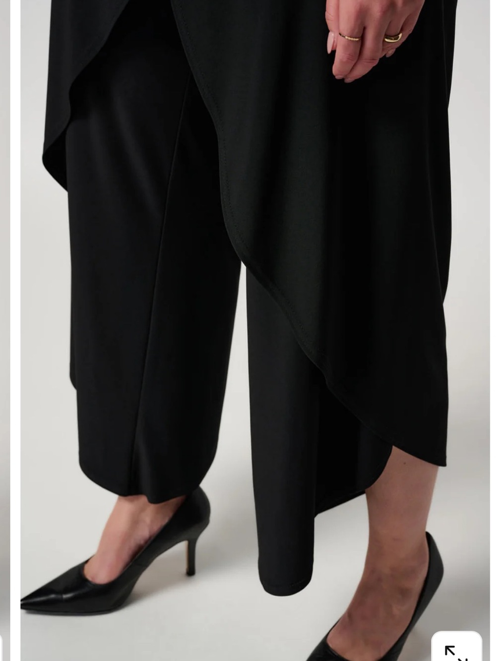joseph ribkoff Black Stretch Pull On Classic Overlay Wide Leg Flowy Pant Sz 6 - Picture 3 of 13